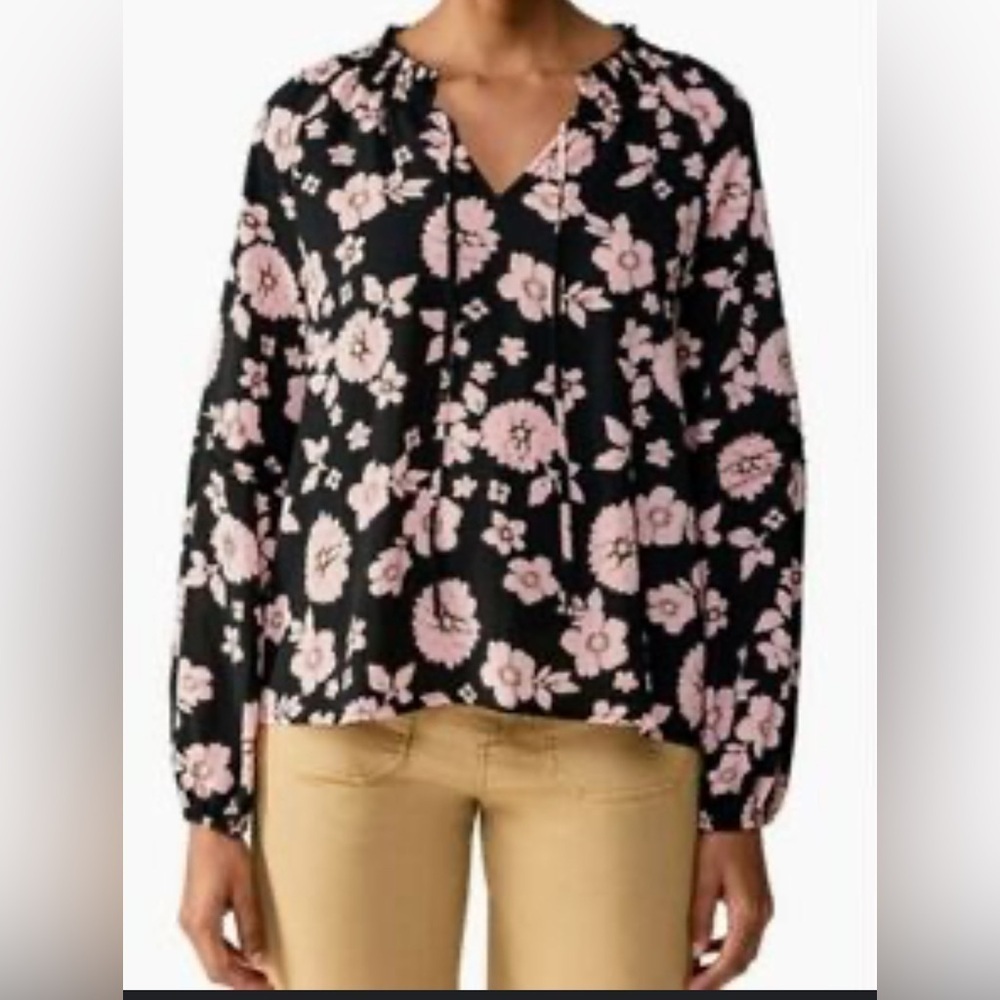 Social Standard by Sanctuary Floral Black and Pink Women's Top
